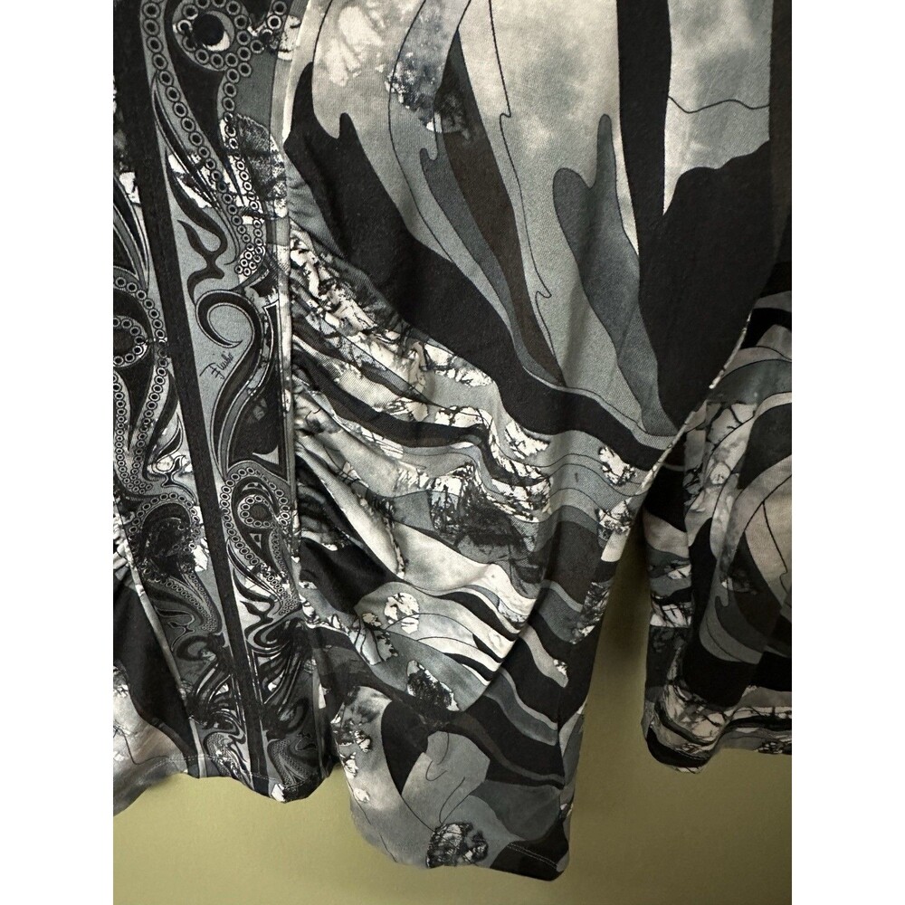 Vintage EMILIO PUCCI Black Grey Long Sleeves Top Blouse Shirt Size 12 US - Picture 4 of 13